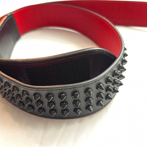Christian Louboutin Other - Christian Louboutin Black Studded Leather Belt Red Lining, Luxury Designer